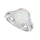Sterling Silver Lab-Created Opal and Lab-Created White Sapphire Ring