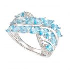 Sterling Silver Marquise Blue Topaz and 1/10 CT. T.W. Diamond Ring  