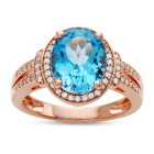 14K Rose Gold Over Sterling Silver Blue Topaz and Lab-Created Sapphire Ring