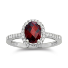 8 x 6 Garnet & Lab-Created White Sapphire Sterling Silver Halo Ring-6