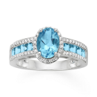 Sterling Silver Blue Topaz and Lab-Created White Sapphire  Ring