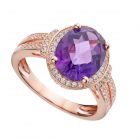 Sterling Silver Amethyst and Lab-Created White Sapphire Halo Ring