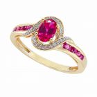 14K Yellow Gold Ruby and Diamond Accent Ring  