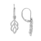 Sterling Silver 1/2 Carat T.W. Diamond Leaf Drop Earrings