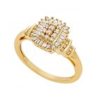 14K Yellow Gold over Sterling Silver 1/2 CT. T.W. Diamond Square Cluster Ring
