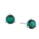 Sterling Silver Lab Created Emerald Stud Earring