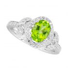 Sterling Silver Peridot and Lab-Created White Sapphire Ring