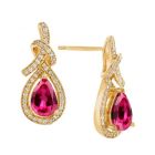 Sterling Silver Lab Created Ruby and Lab Created White Sapphire Pear Drop Earring