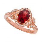 14K Rose Gold over Sterling Silver Garnet and Lab-Created White Sapphire Ring
