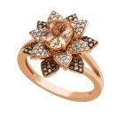10K Rose Gold Morganite & 1/2 CT. T.W. Diamond Blossoming Flower Ring