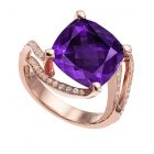 14K Rose Gold Over Sterling Silver Amethyst and Lab-Created White Sapphire Ring