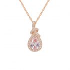 14K Rose Gold over Sterling Silver Lab Created Pink Champagne and Lab Created White Sapphire Pear Drop Pendant with 18" Chain