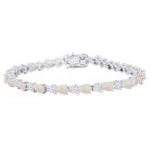 Sterling Silver Lab-Created Opal and Lab-Created White Sapphire Tennis Bracelet 7"