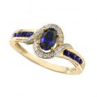 14K Yellow Gold Sapphire and Diamond Accent Ring 