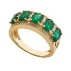 14K Yellow Gold Emerald & 1/3 CT. T.W. Diamond 5-Stone Ring  