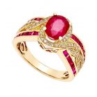 14K Yellow Gold Ruby and 1/3 CT. T.W. Diamond Braided Ring  
