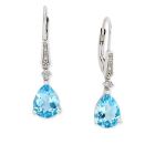 Sterling Silver Blue Topaz and Diamond Accent Drop Earrings