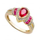 14K Yellow Gold Ruby and 1/4 CT. T.W. Diamond Ring  