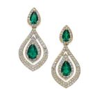 14K Yellow Gold Emerald  & 3/4 CT. T.W. Diamond Drop Earrings 