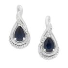14K White Gold Sapphire and 1/10 CT. T.W. Diamond Earrings 