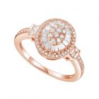 14K Rose Gold 1/2 C.T. T.W. Diamond Scalloped Baquette Band Ring