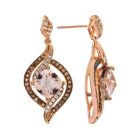 10K Rose Gold Morganite and 1/3 CT. T.W. Diamond Drop Earrings