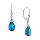 Sterling Silver Genuine Blue Topaz & Lab-Created White Sapphire  Drop Earrings