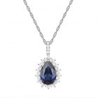 Sterling Silver Lab Created Blue Sapphire and Created White Sapphire Pendant