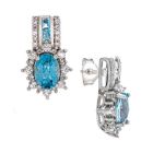 Sterling Silver  Blue Topaz & Lab Created White Sapphire Earring