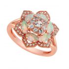 14K Rose Gold over Sterling Silver Lab Created Opal Flower Ring