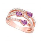 14K Rose Gold over Sterling Silver Amethyst and Lab-Created Sapphire Orbit Ring 