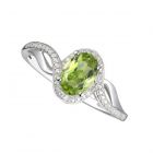10K White Gold Peridot and Lab-Created White Sapphire Ring