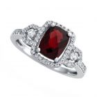 Sterling Silver Garnet and Lab-Created White Sapphire Ring