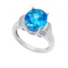 Sterling Silver Swiss Blue and White Topaz Bold Ring 