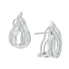 14K White Gold 1/2 CT. T.W. Diamond Swirl Pear-Shaped Drop Earrings