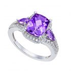 Sterling Silver Amethyst and White Topaz Ring 