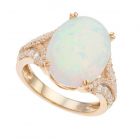 14K Gold over Sterling Silver Lab-Created Opal & Lab-Created White Sapphire Oval Ring