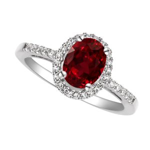 Sterling Silver Garnet and Lab-Created White Sapphire Halo Ring