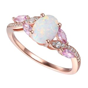 Tirafina 14K Rose Gold over Sterling Silver Lab Created Opal Ring