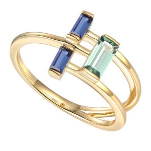 Tirafina 14K Yellow Gold over Sterling Silver Lab Created Sapphire Ring
