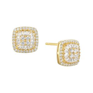 14K Yellow Gold 1/2 CT. T.W. Diamond Cushion Shape Stud Earring