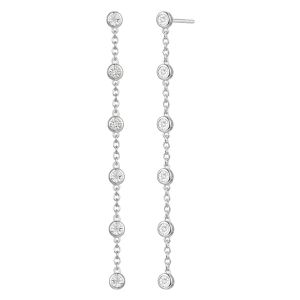 Sterling Silver 1/10 CT. T.W. Diamond Linear Drop Earrings