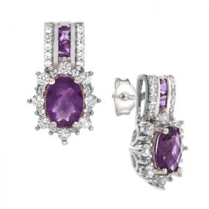 Sterling Silver Amethyst & Lab Created White Sapphire Earrings