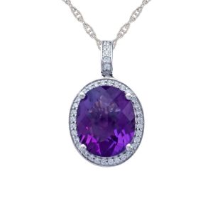 Sterling Silver Amethyst and Lab-Created White Sapphire Pendant