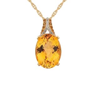 14K Yellow Gold over Sterling Silver Citrine & Lab-Created White Sapphire Pendant