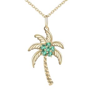 Lab created Emerald Palm Tree Pendant Necklace