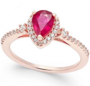 14K Rose Gold Ruby and 1/4 CT. T.W. Diamond Ring  
