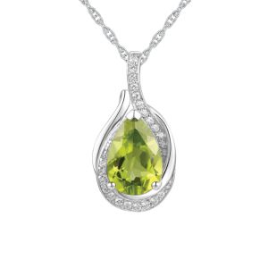 Sterling Silver Peridot and Lab-Created White Sapphire Pendant 