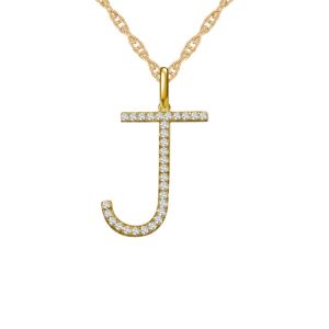 14K Yellow Gold 1/5 CT. T.W. Diamond "J" Initial Pendant 