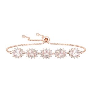 14K Pink Gold over Sterling Silver Morganite and Created White Sapphire Bolo Bracelet